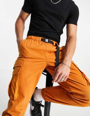 cargo pants orange and black