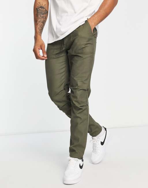 Topman - Skinny broek met elastische tailleband in kaki