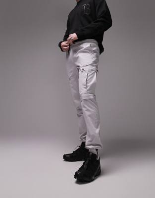 Topman Skinny Bungee Cargo Pants In Gray In Gray