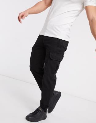 black slim cargo pants