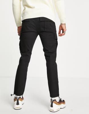 topman ripstop cargo trousers in black