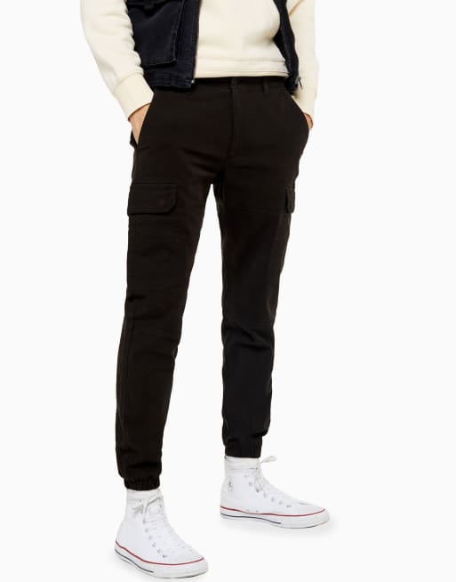 Skinny black hot sale cargo trousers