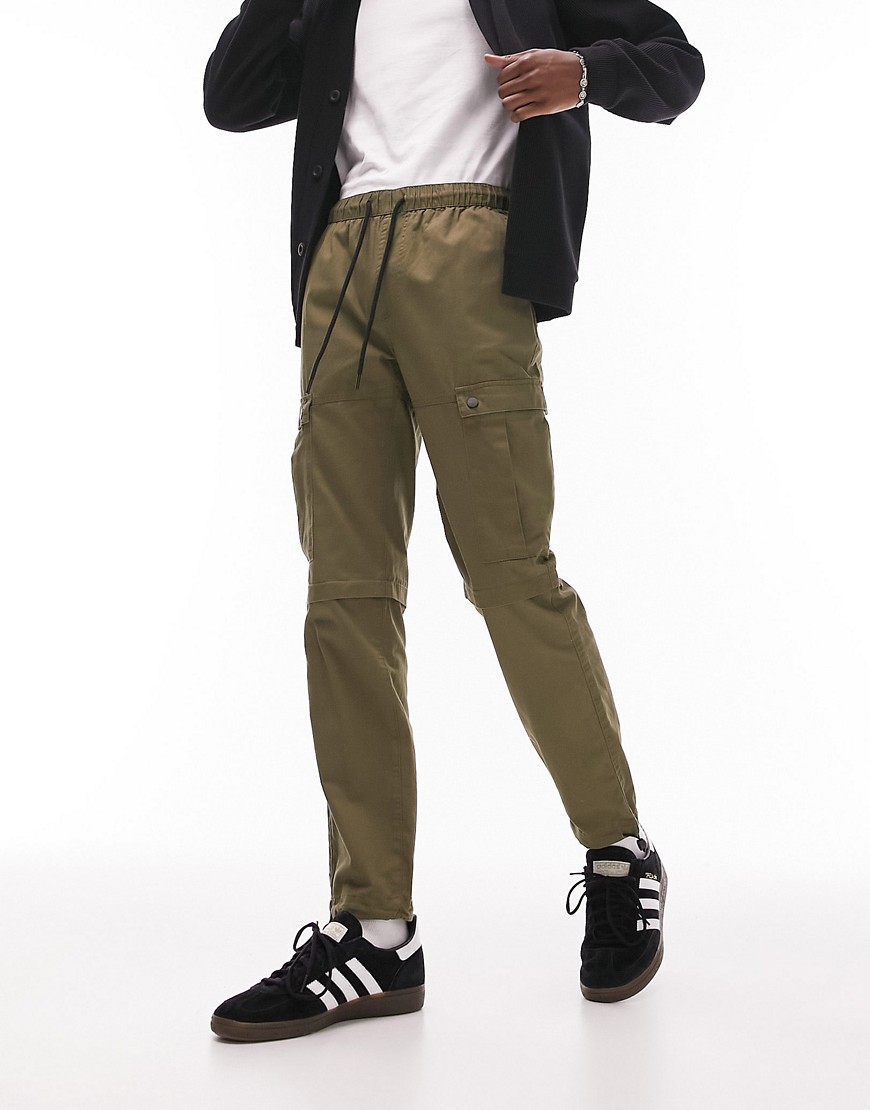 Topman skinny cargo trousers in khaki-Green