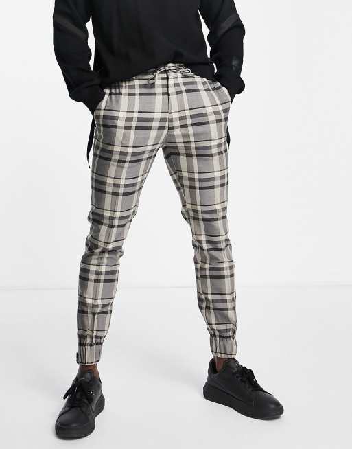 Checked skinny joggers sale