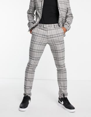 Topman Skinny Check Pants In Gray Part Of A Setgrey ModeSens