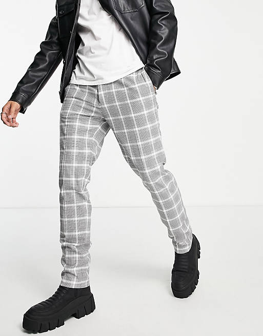 Trousers & Chinos Topman skinny check trousers in black and white 