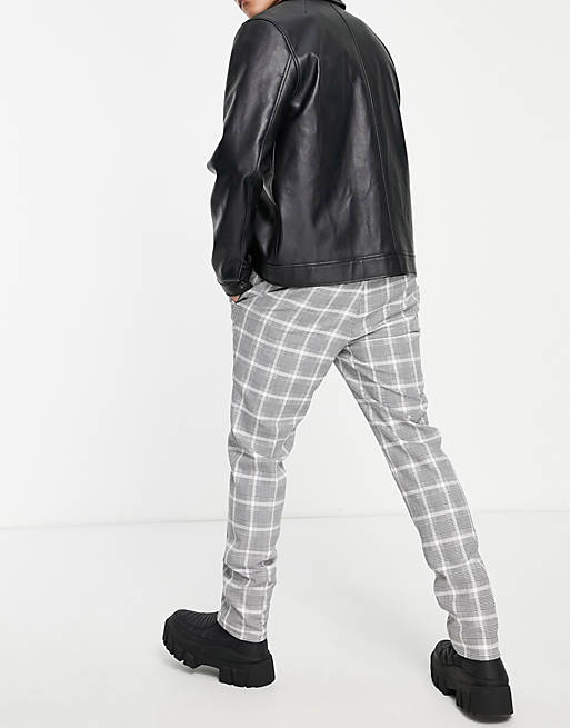 Trousers & Chinos Topman skinny check trousers in black and white 