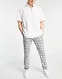 Topman skinny check trousers in grey and white-Multi