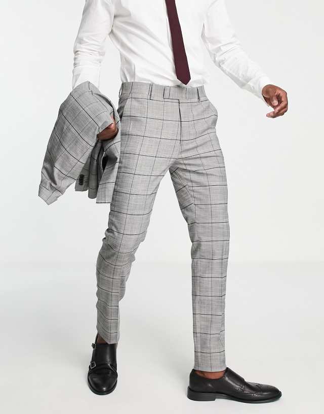 Topman - skinny check wedding suit trousers in black and white