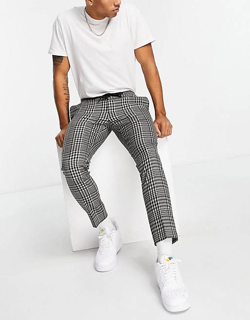 Suits Topman skinny checked jogger in black and neutral 
