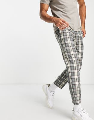 mens skinny check pants