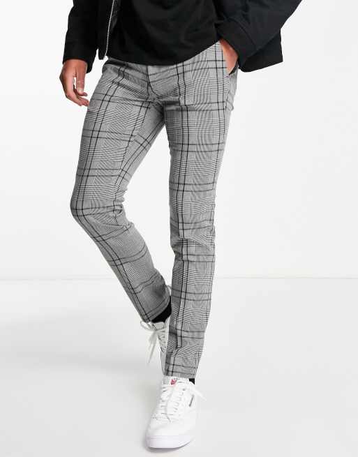 Mens skinny best sale checked trousers