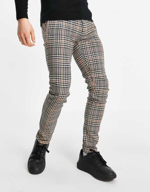 Topman stretch skinny cheap checkered trousers