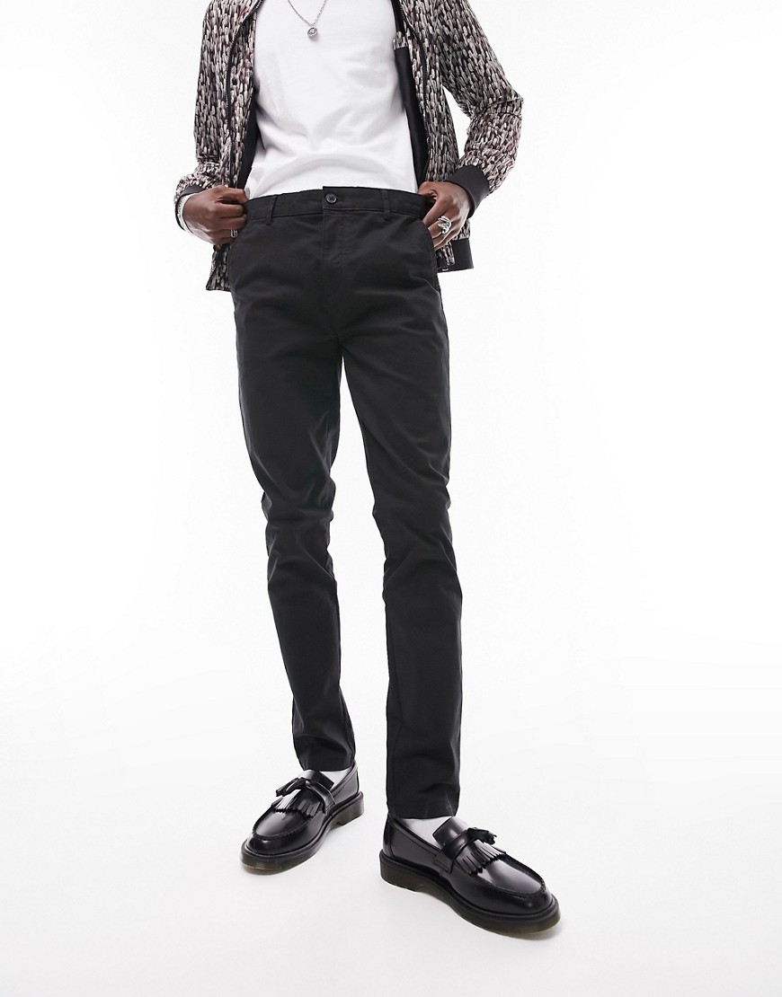 Topman skinny chino pants in black