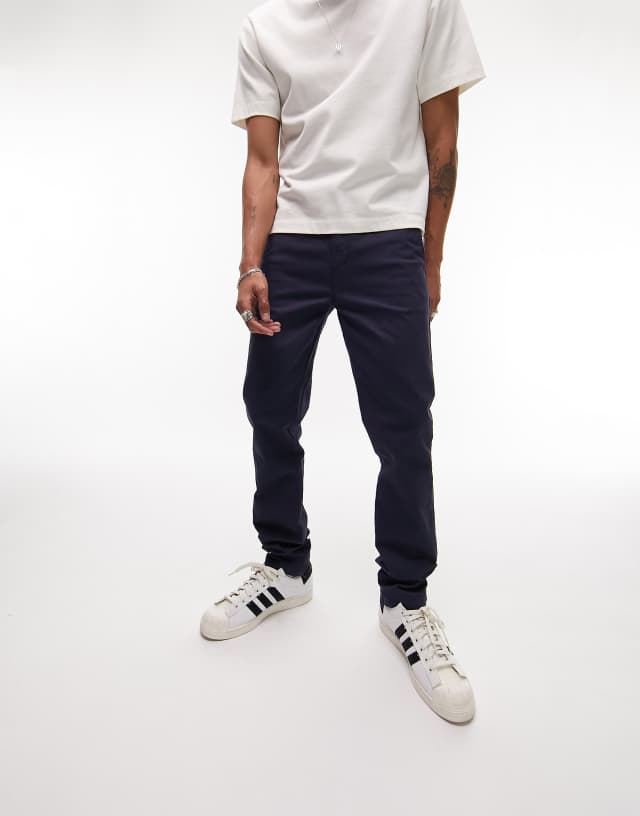 Topman skinny chino pants in navy