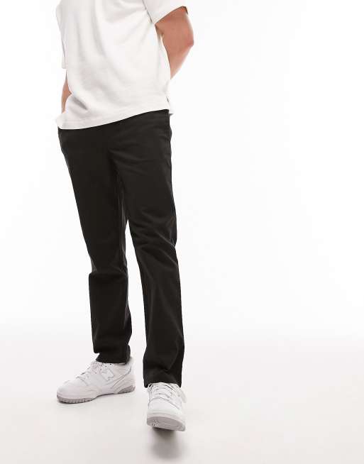 Topman skinny chino pants with elasticized waist in black