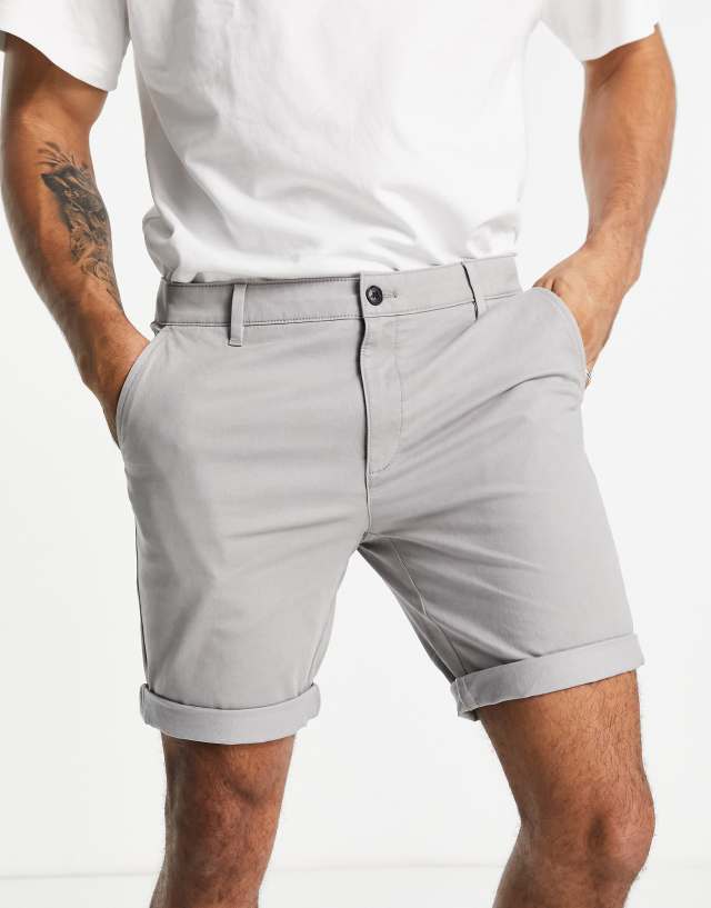 Topman skinny chino short in light gray