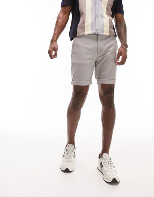 Topman skinny chino shorts in light grey