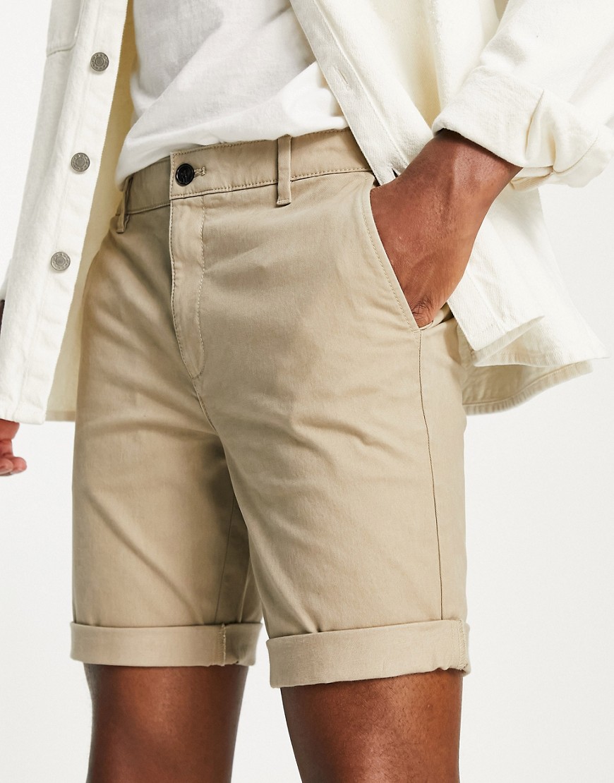 Topman Relaxed Chino Short In Stone-neutral