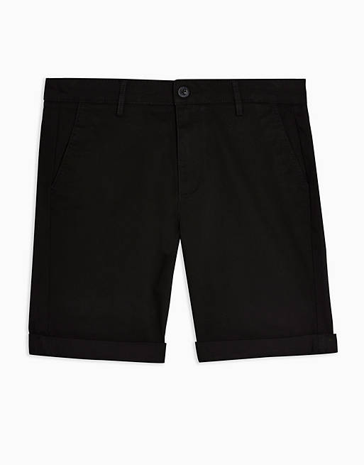 Men Topman skinny chino shorts in black 