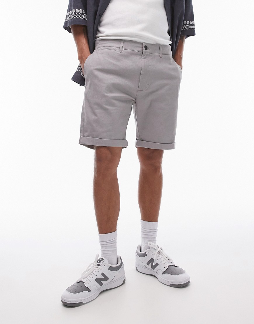 Topman skinny chino shorts in grey