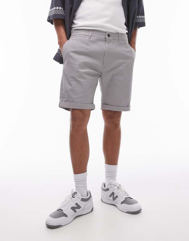 Topman - skinny chino shorts in grey