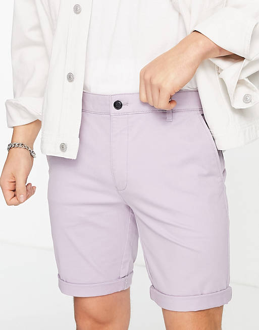 Topman skinny chino shorts in lilac