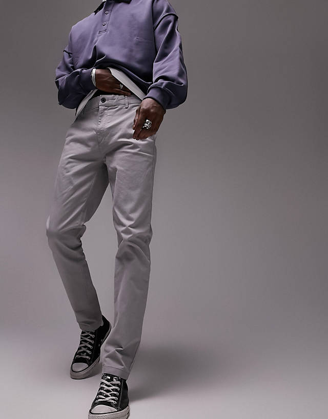 Topman - skinny chino trousers in grey