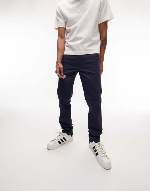 Topman skinny chino trousers in navy