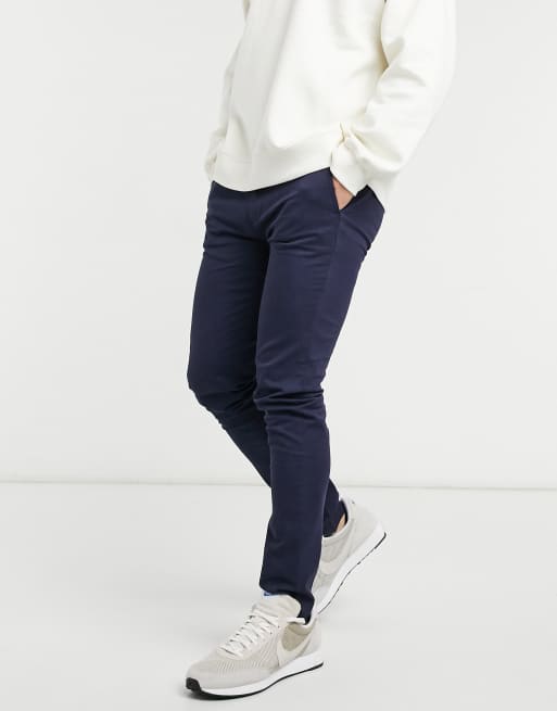Topman - Skinny chino van katoenmix in marineblauw - NAVY