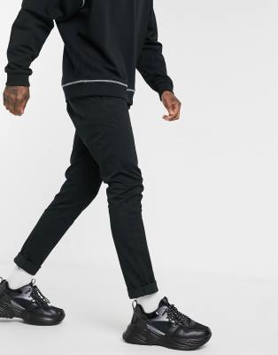 Topman skinny chinos in black Black