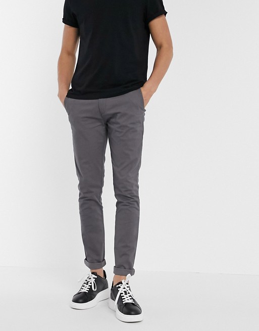 Topman skinny chinos in charcoal