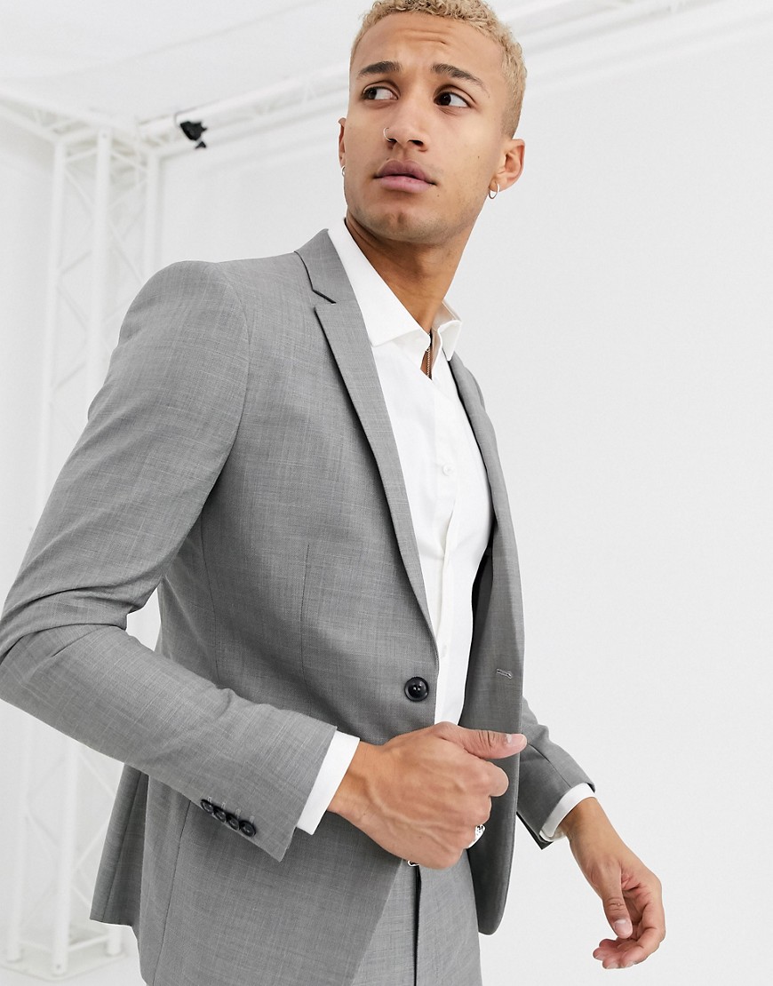 Topman skinny suit jacket in grey Grey