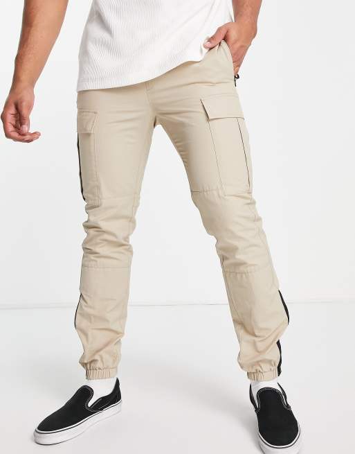 Skinny slim fit cargo jeans for men