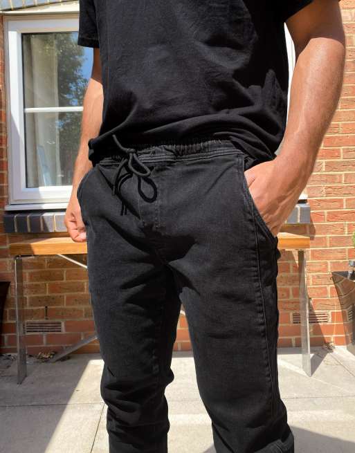 Black denim jogger hot sale pants