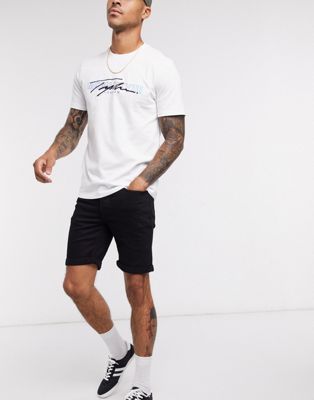 Topman skinny denim shorts in black | ASOS