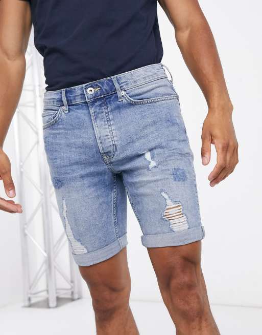 Cut up jean hot sale shorts mens