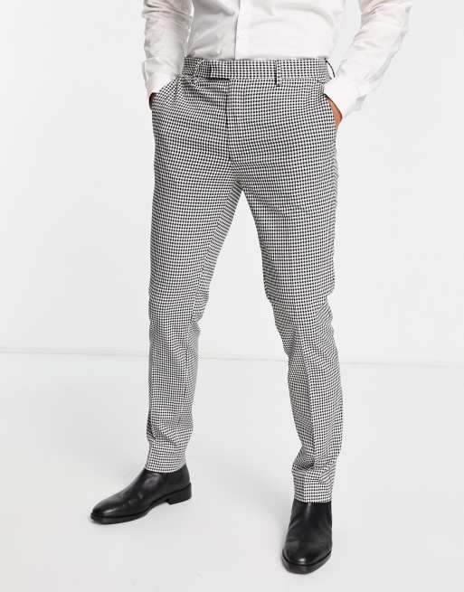 Topman skinny dogstooth suit pants in black and white