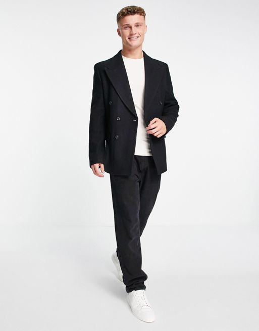 ASOS DESIGN double breasted tux suit blazer in black