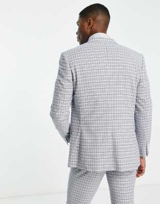 Topman Skinny Double Breasted Suit Jacket In Gray