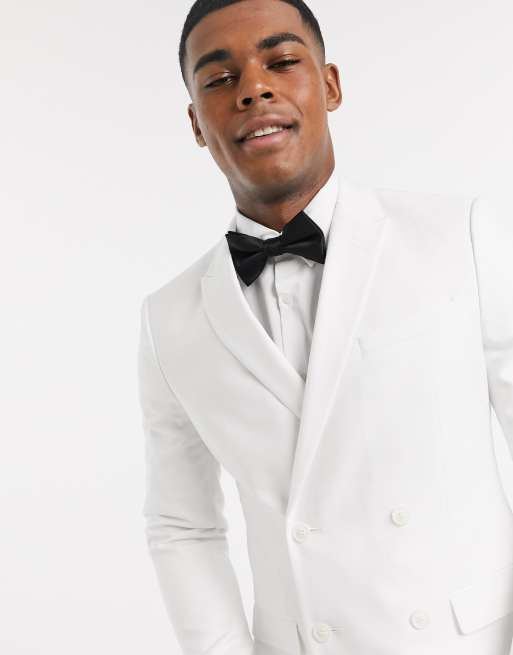 Mens white double sales breasted tuxedo jacket