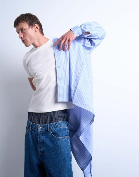 Topman - Skinny-fit geribbeld T-shirt in ecru - view 1