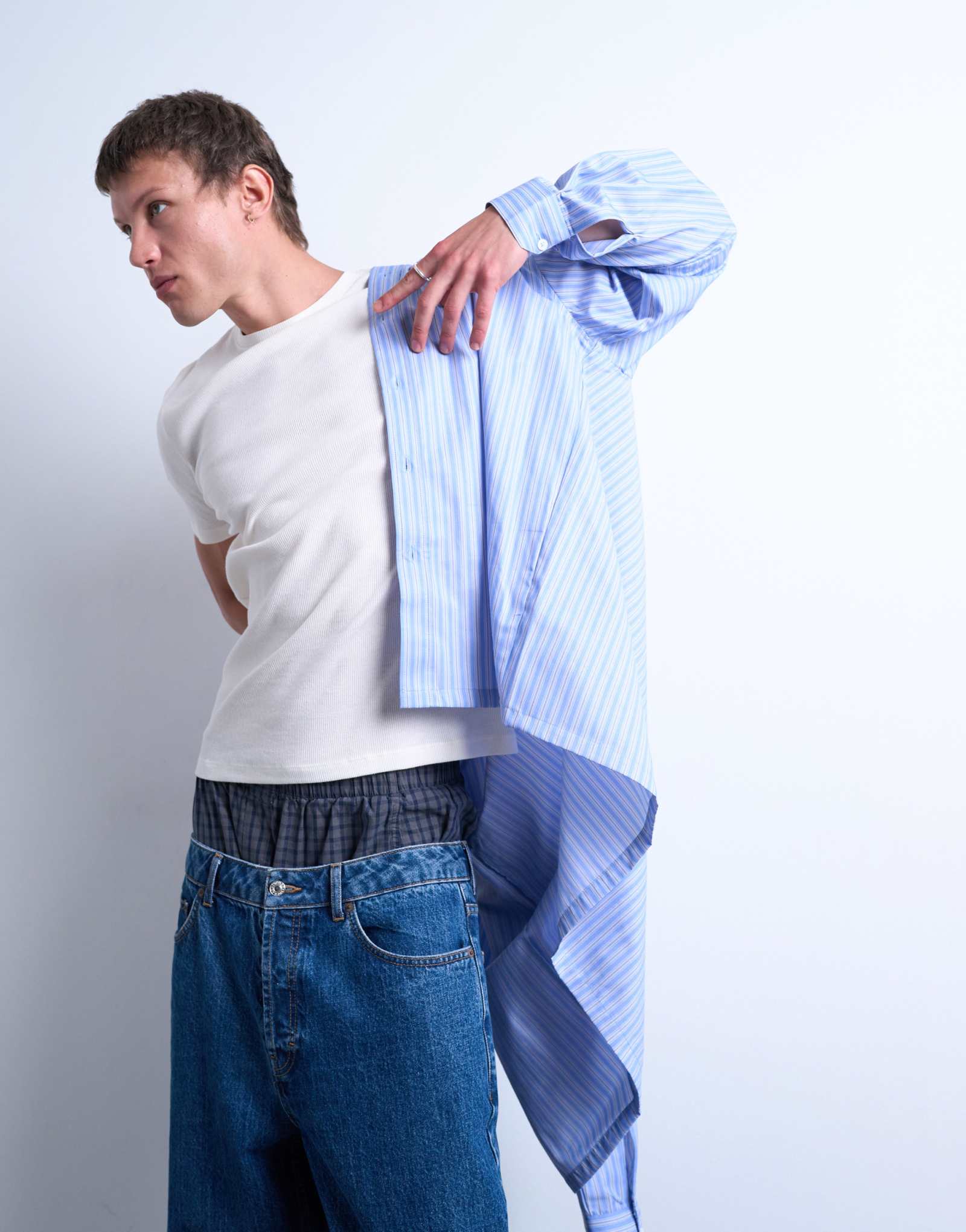 Футболка в рубчик в обтяжку Topman цвета экрю