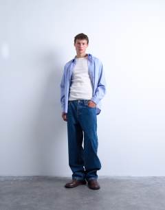 Model wearing Skinny fit ribbed t-shirt in ecru