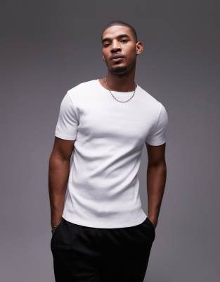 skinny fit ribbed T-shirt in white