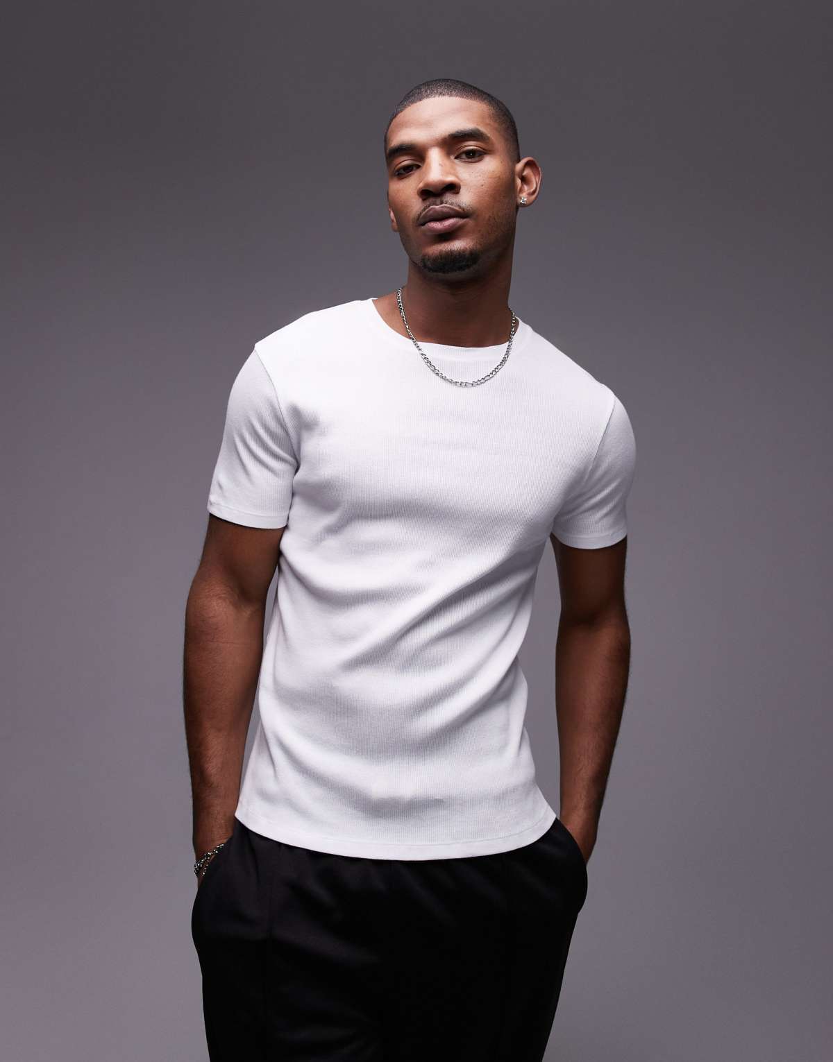 Topman skinny fit ribbed t-shirt in white