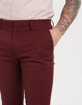 burgundy skinny dress pants