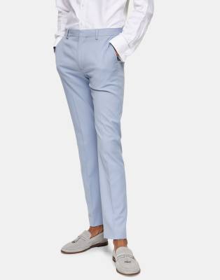 Topman skinny fit suit pants in light blue-Blues