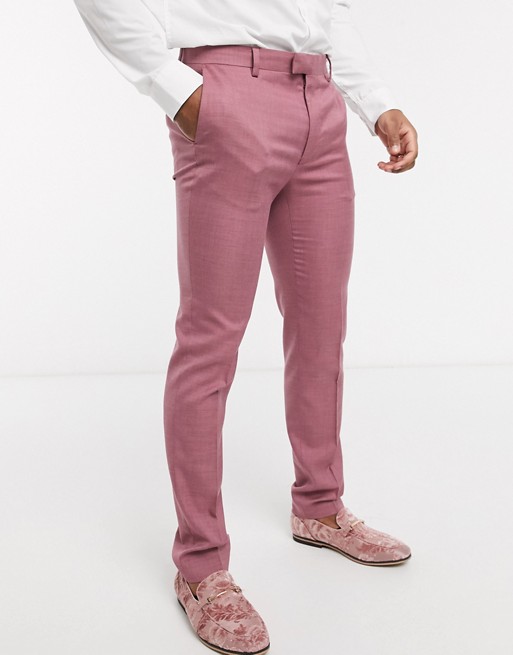 Topman skinny fit suit trousers in pink