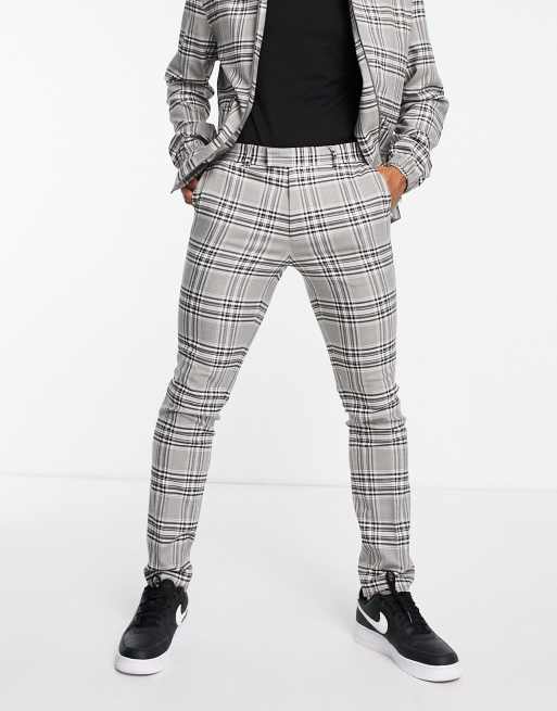 Topman - Skinny geruite broek in grijs, deel van co-ord set